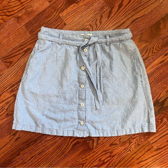 Madewell Denim Button Front Tie Skirt 12 all seasons - Picture 7 of 10